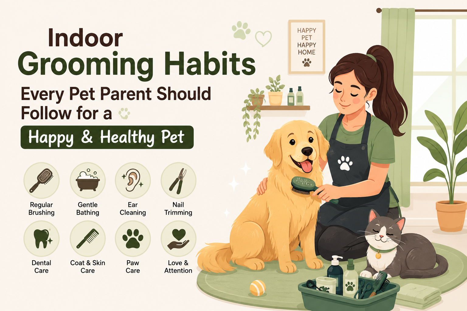 Indoor Grooming Habits Every Pet Parent Should Follow for a Happy & Healthy Pet
