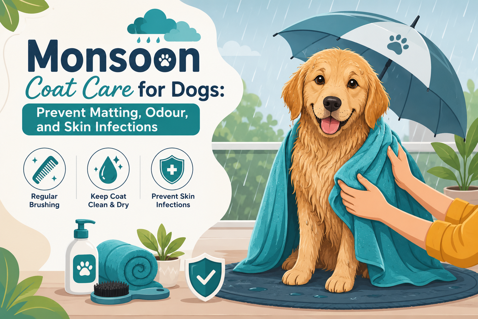 Monsoon Coat Care for Dogs: Prevent Matting, Odour, and Skin Infections
