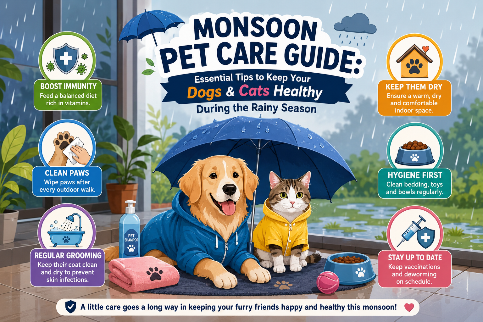 Monsoon Pet Care Guide: Essential Tips to Keep Your Dogs & Cats Healthy During the Rainy Season